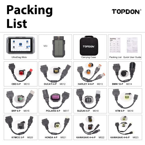 Topdon UltraDiag Moto packing list