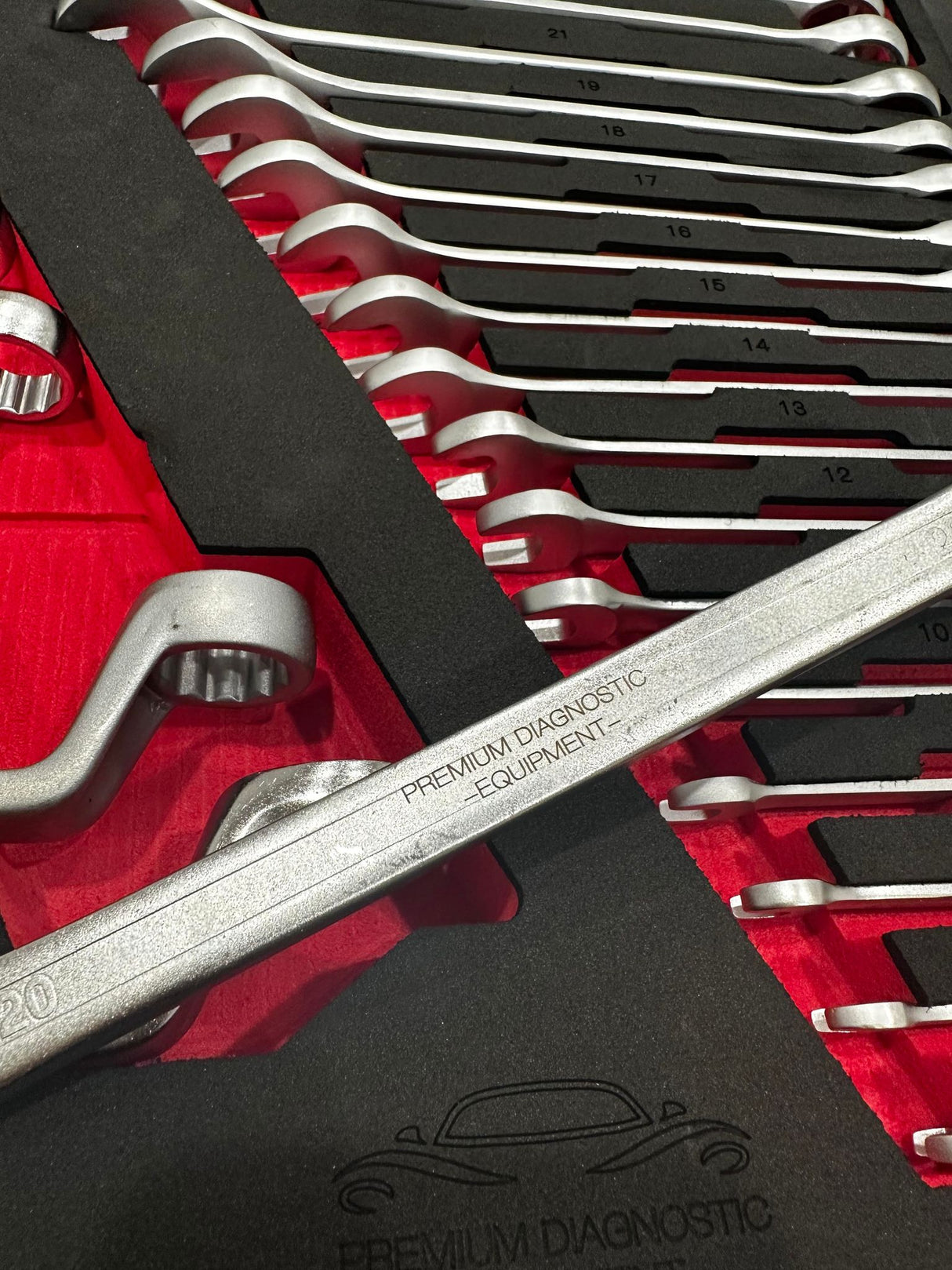 PDE Combination Spanner Set + Double Ring Offset Wrench 28PCE EVA Foam Tray