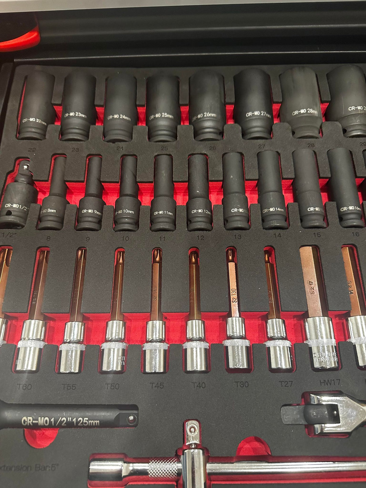 PDE 1/2" Deep Impact Socket Set in EVA Foam Tray 46PCE