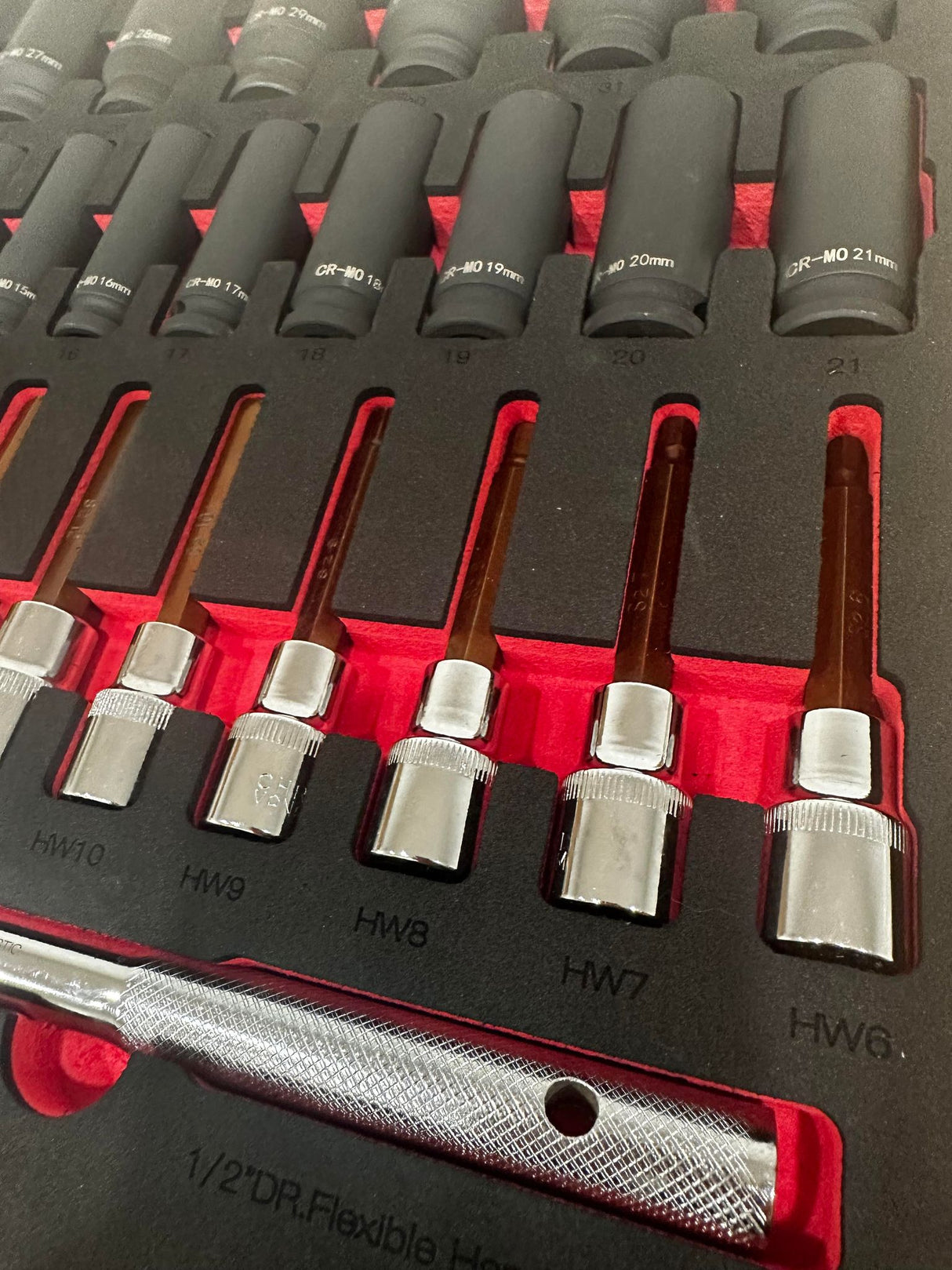 PDE 1/2" Deep Impact Socket Set in EVA Foam Tray 46PCE