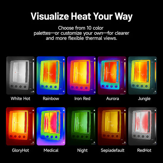 Topdon TC002C Duo thermal imaging display with various color palettes