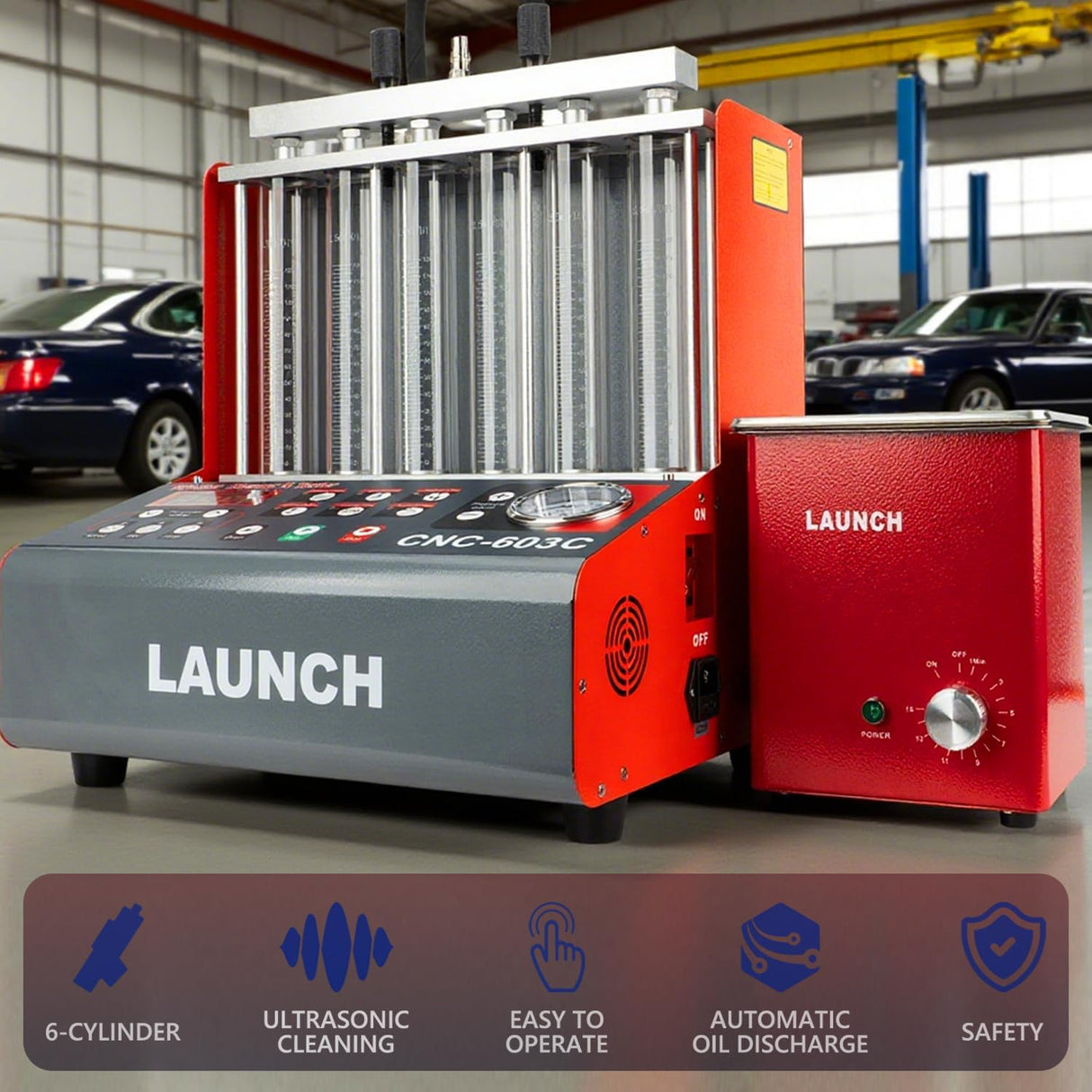 Launch CNC-603C Fuel Injector Tester + Cleaner ON/OFF Car