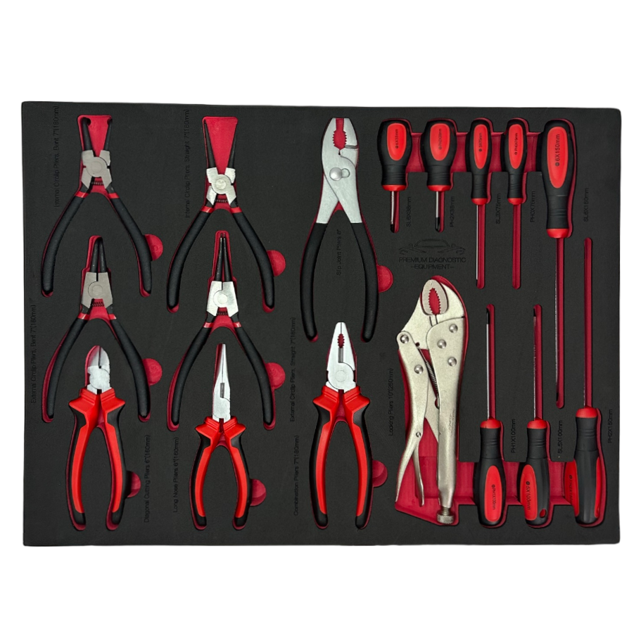 PDE Pliers and Screwdrivers Set in EVA Foam Tray 17PCE