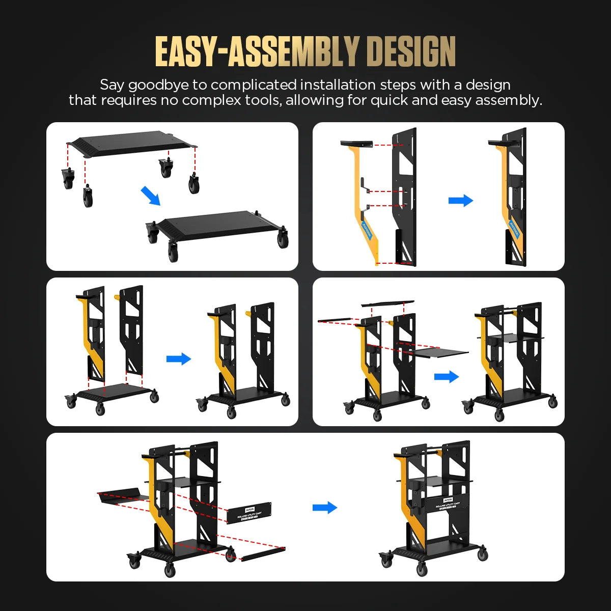 AUTOOL utility cart step-by-step assembly diagram