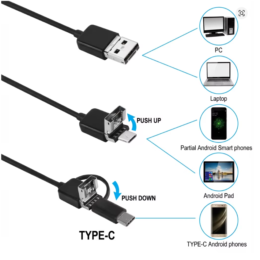 Borescope Inspection Camera 5.5mm Head 5M | Android and PC