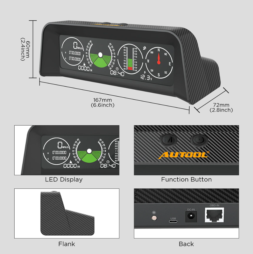 AUTOOL X90 GPS Vehicle Monitor and Inclinometer