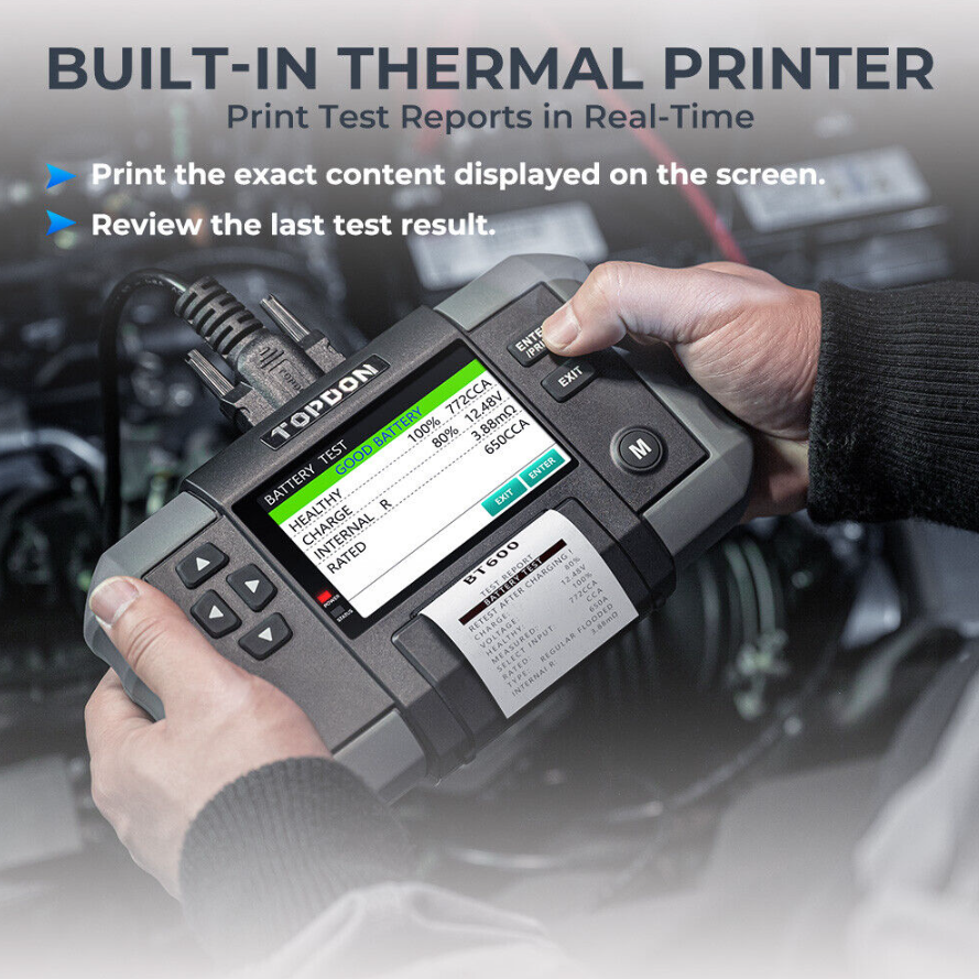 Topdon BT600 Battery Tester with Printer 12/24V
