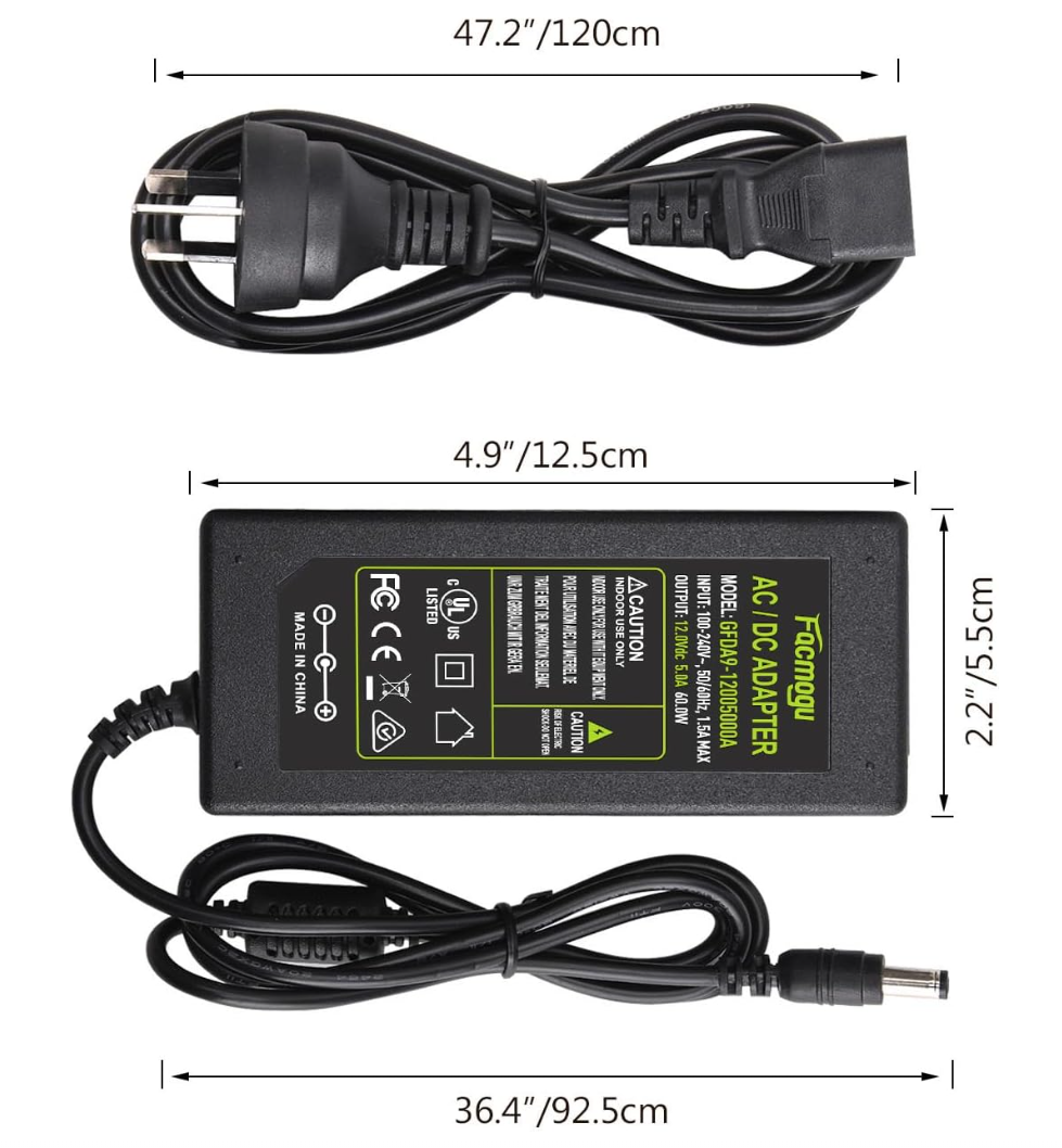 Topdon Phoenix Smart / Max Charger 12V 5A 60W AC-to-DC Power Adapter