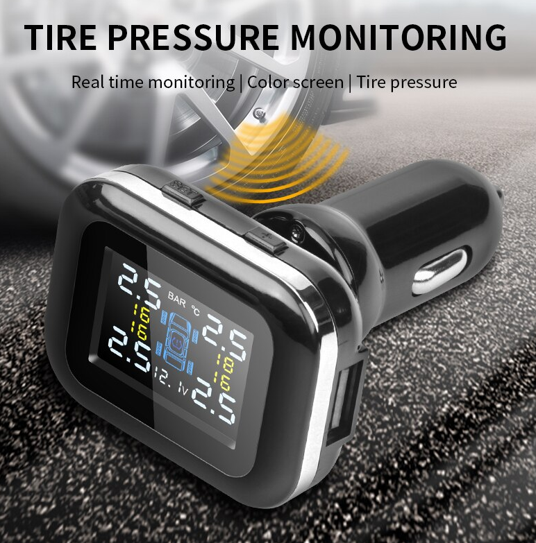 Tyre Pressure Monitoring System 4x External Sensors Cigarette Lighter LCD