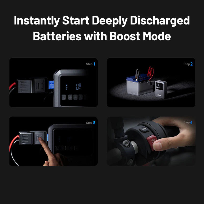 steps to use Topdon V1200Air boost mode for deeply discharged batteries