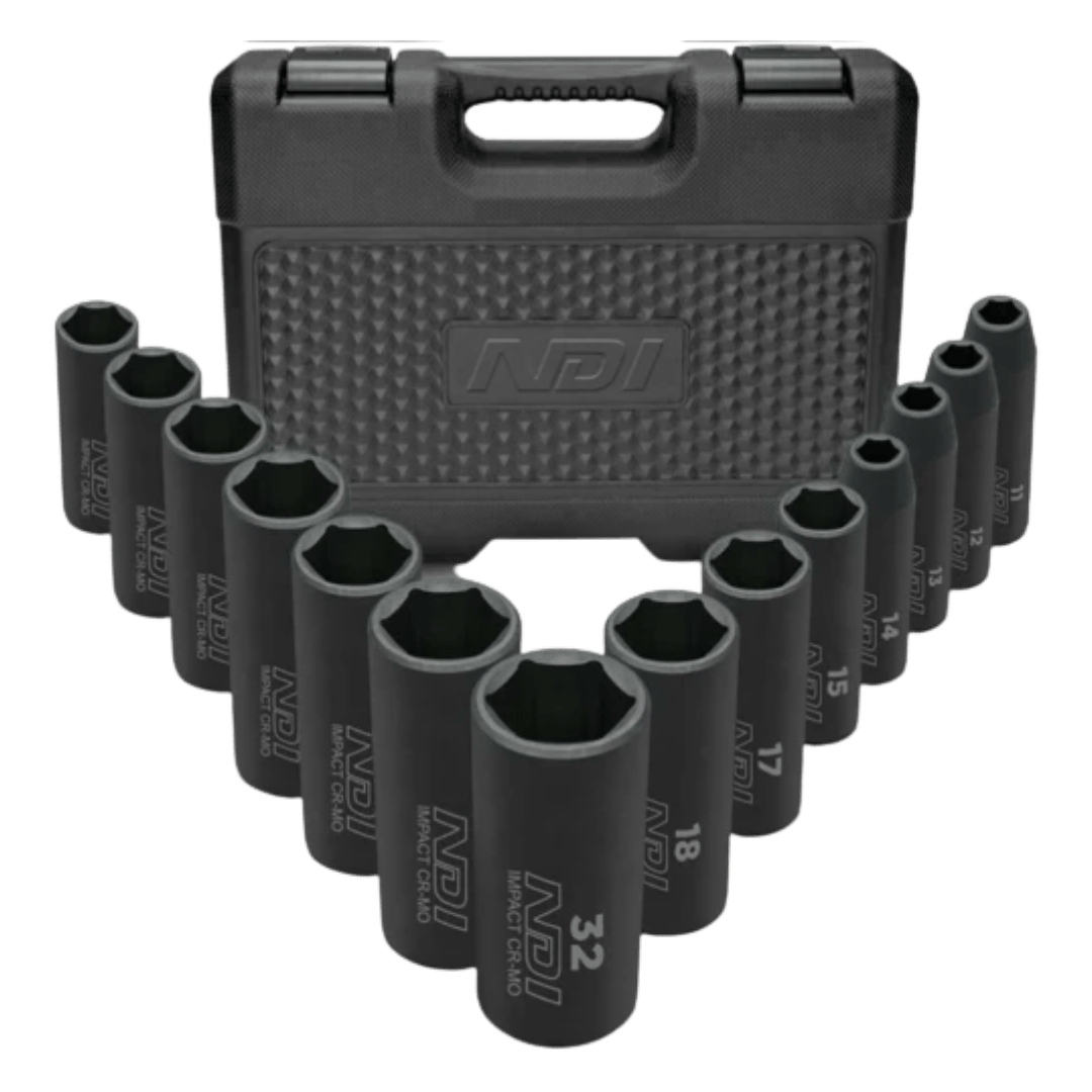 NDI 8-36mm Metric 1/2" Drive Deep Impact Socket Set 19PC