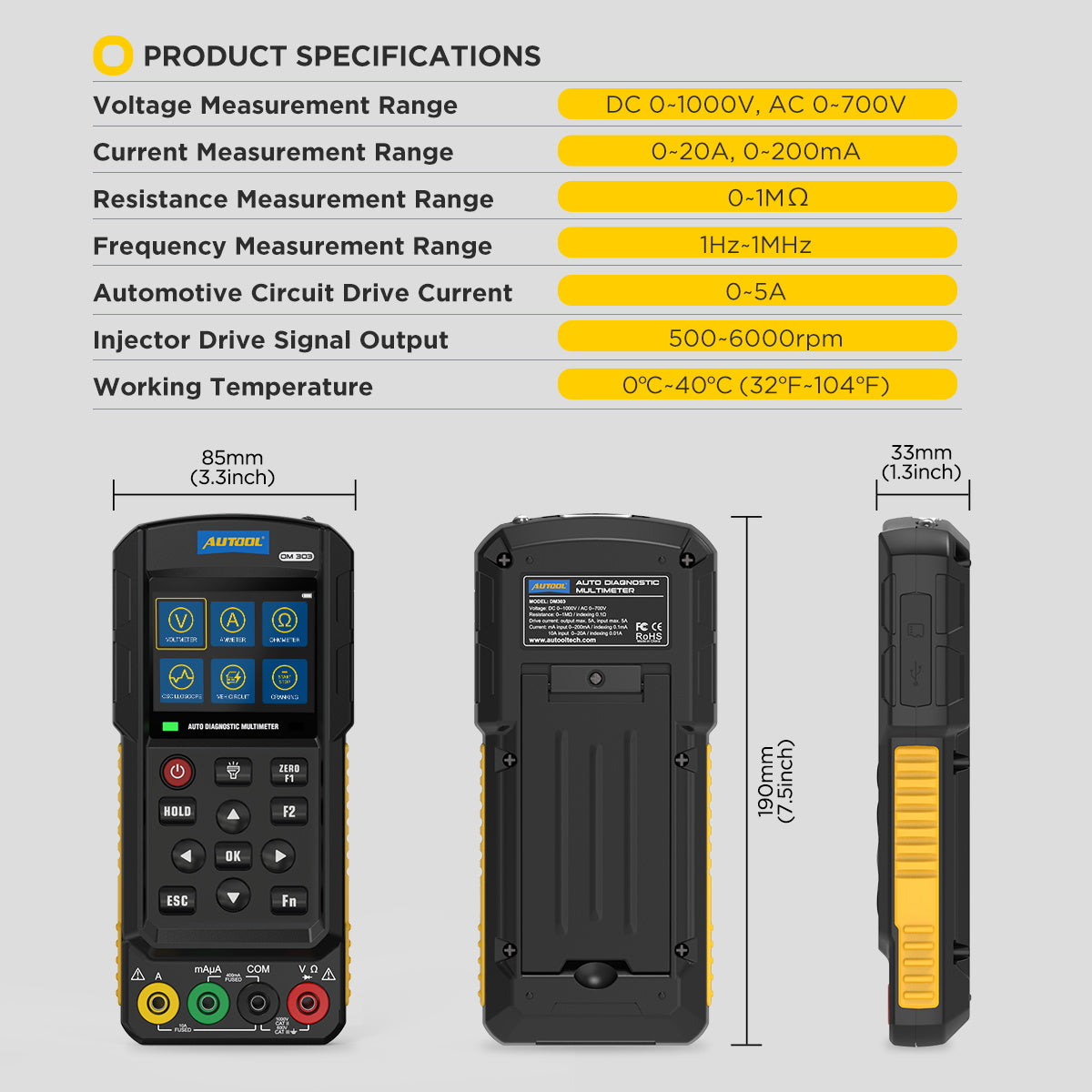 AUTOOL DM303 Digital Multimeter And Oscilloscope