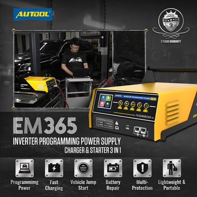 AUTOOL EM365 150A ECU Programming Power Supply & 12V Battey Charger & Car Jump Starter