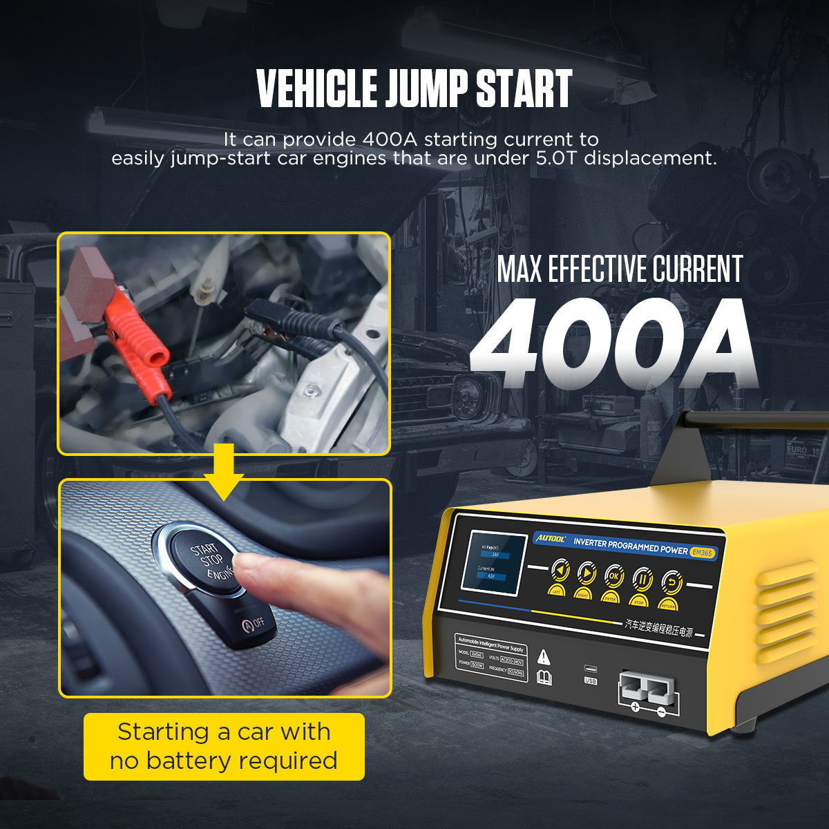AUTOOL EM365 150A ECU Programming Power Supply & 12V Battey Charger & Car Jump Starter