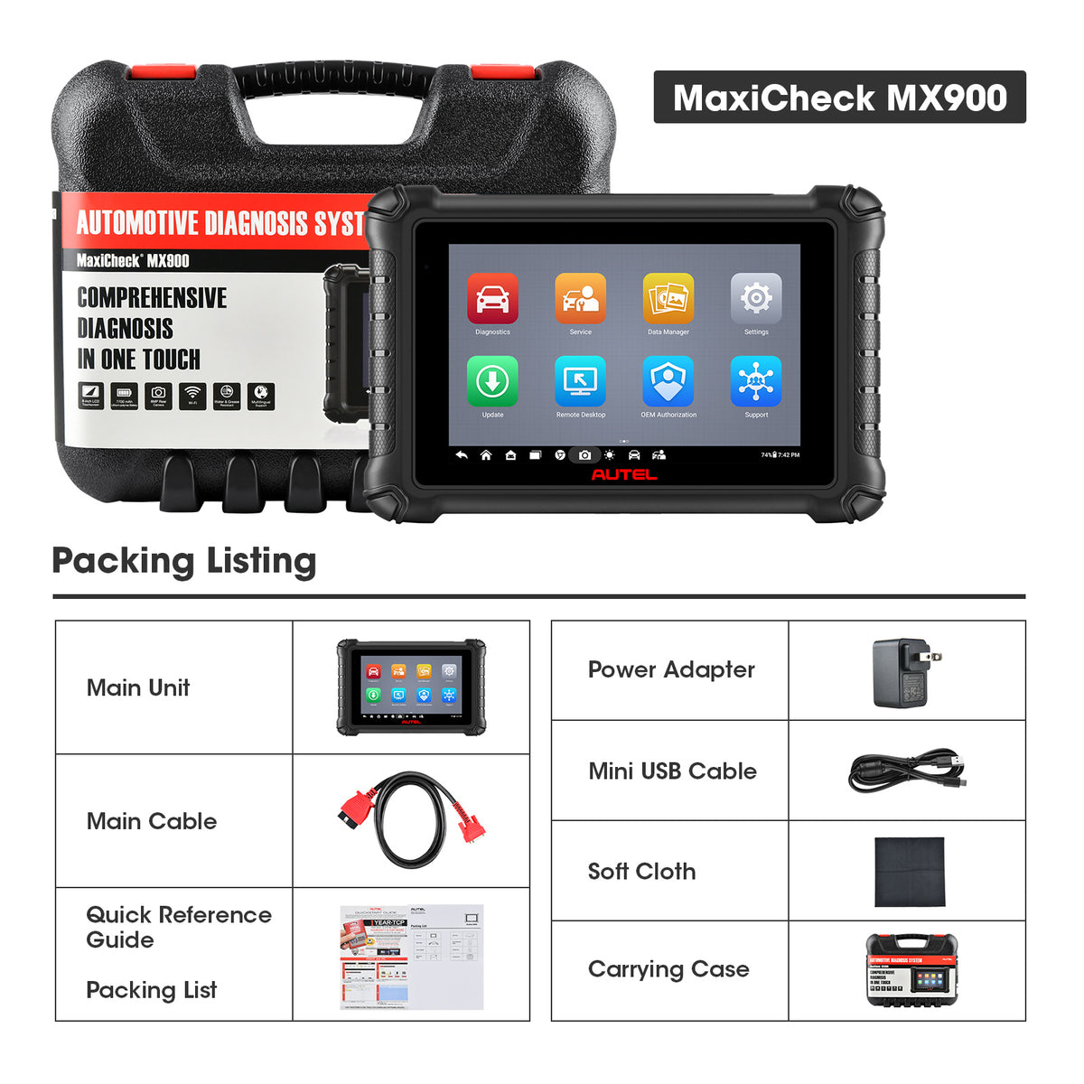 MaxiCheck MX900 packing listing