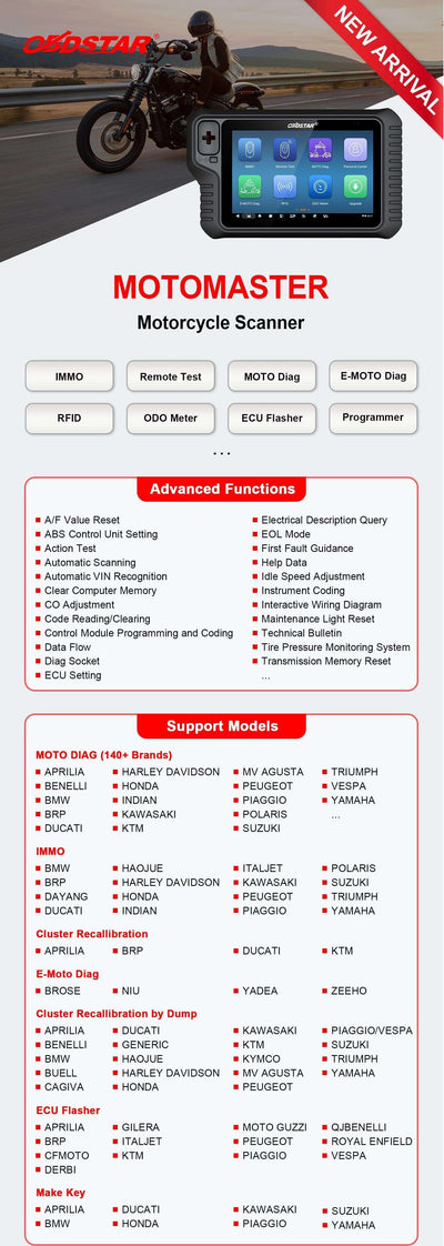 OBDSTAR MOTOMASTER Intelligent Motorcycle Diagnostic Scan Tool Full Package