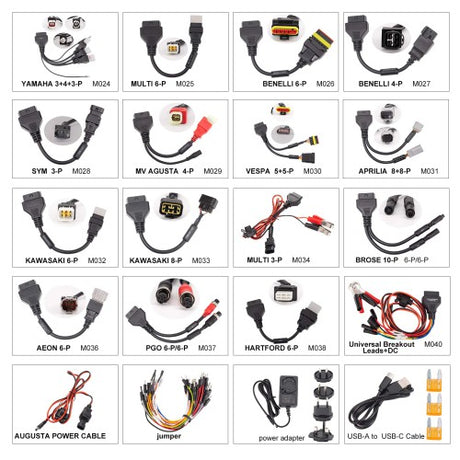 Topdon UltraDiag Moto connectors and cables