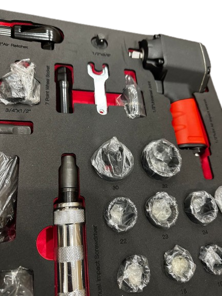 air impact gun and tool socket set in foam eva tray