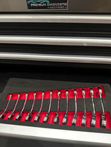 ratched stubby spanners in foam tray for tool box