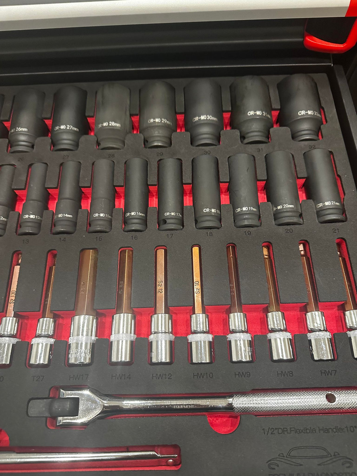 PDE 1/2" Deep Impact Socket Set in EVA Foam Tray 46PCE