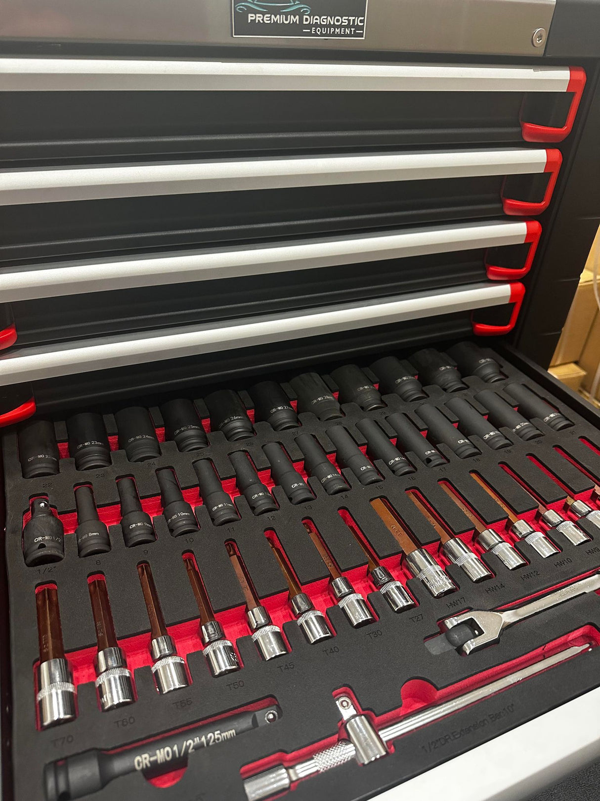 deep impact socket set torx bits allan key in eva foam tray tool kit