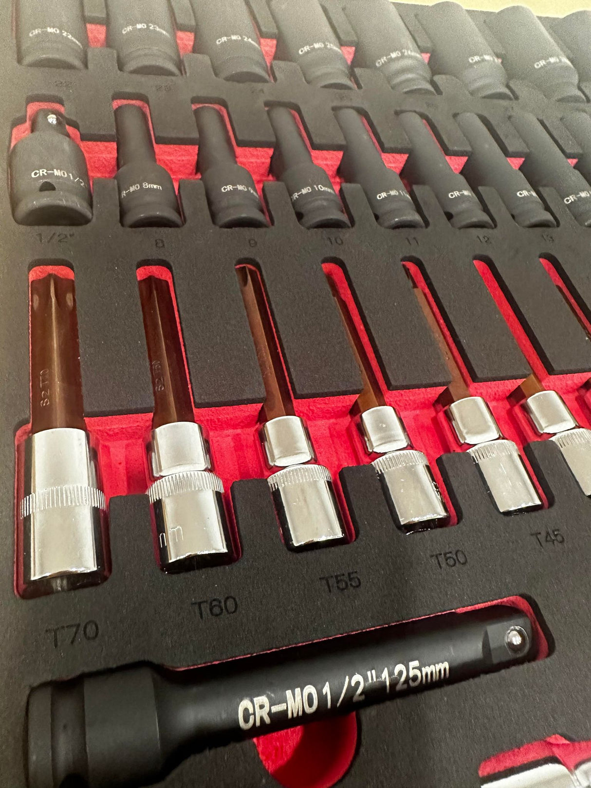 PDE 1/2" Deep Impact Socket Set in EVA Foam Tray 46PCE