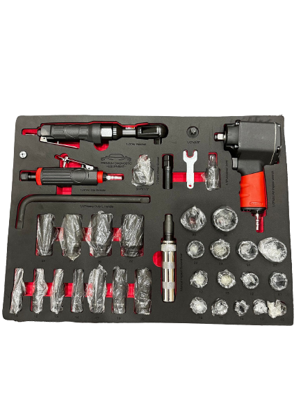 PDE Pneumatic Air Impact Tools & Socket Set with EVA Foam Tray 34PCE