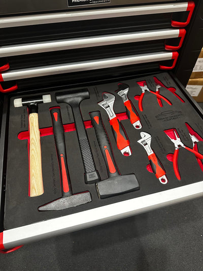 PDE Hammer Set + Adjustable Wrench with Pliers EVA Foam Tray 11PCE
