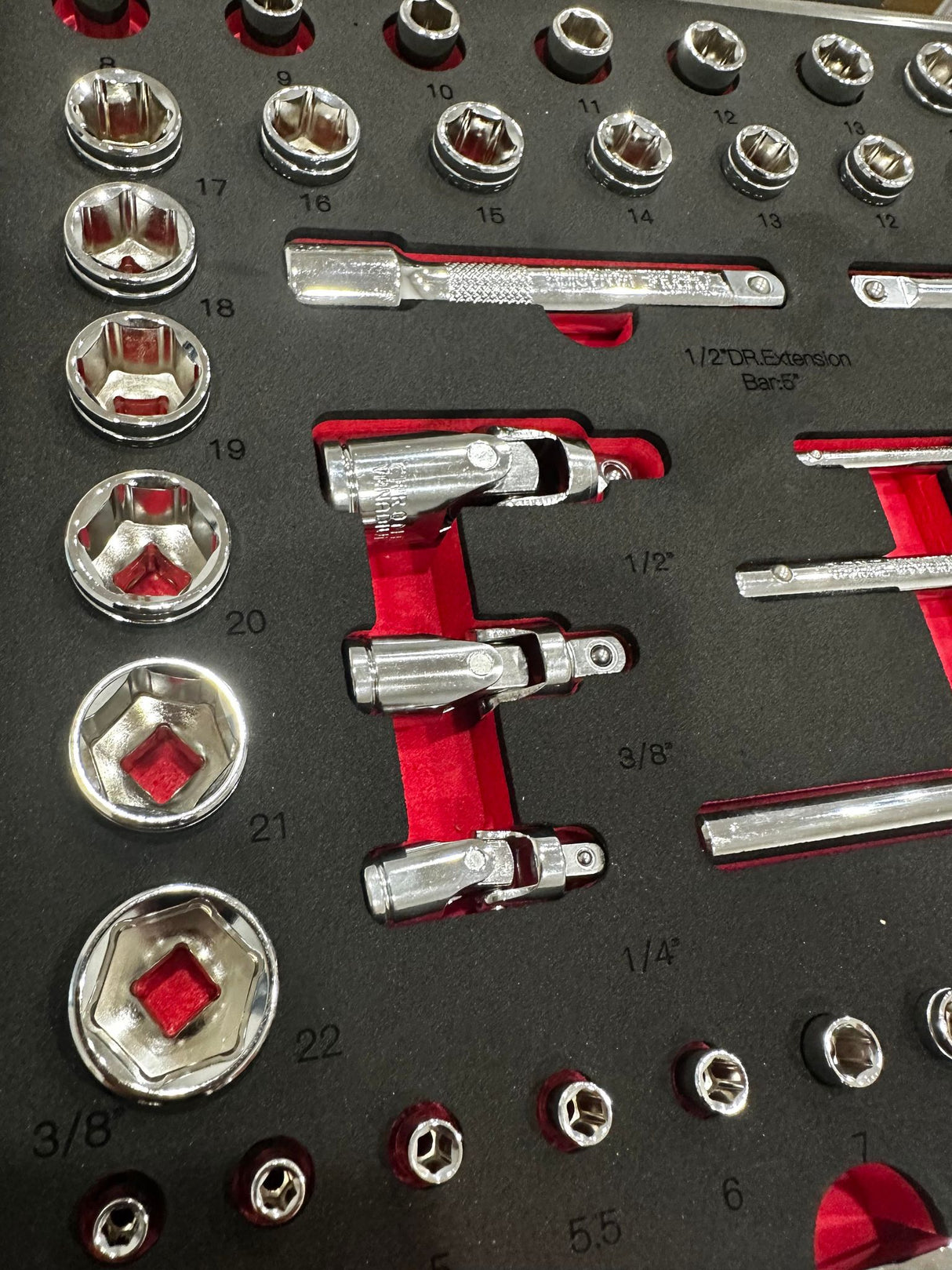 PDE Socket and Ratchet Metric Tool Set in EVA Foam Tray 72PCE