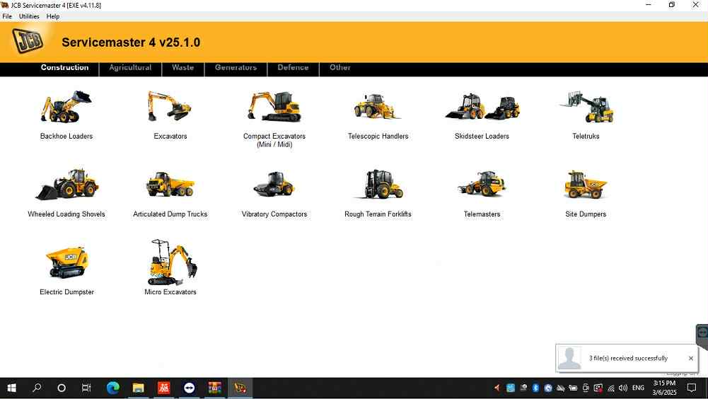 JCB Service Master Diagnostic Service Tool with Panasonic Toughbook