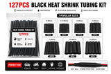 Black heat shrink tubing kit with packaging and size options