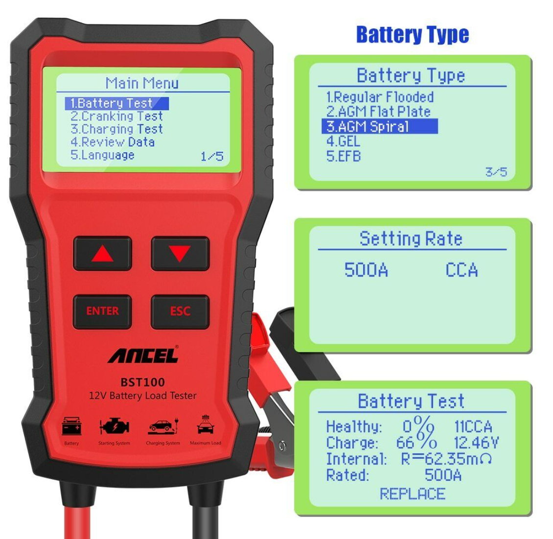 Ancel BST100 battery type