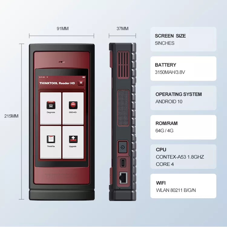 technical specifications of a ThinkTool Reader HD device