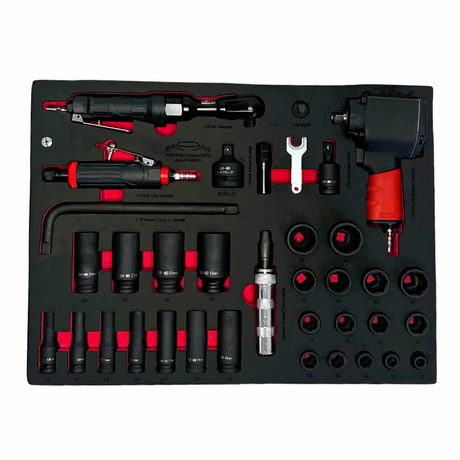 PDE Pneumatic Air Impact Tools & Socket Set with EVA Foam Tray 34PCE