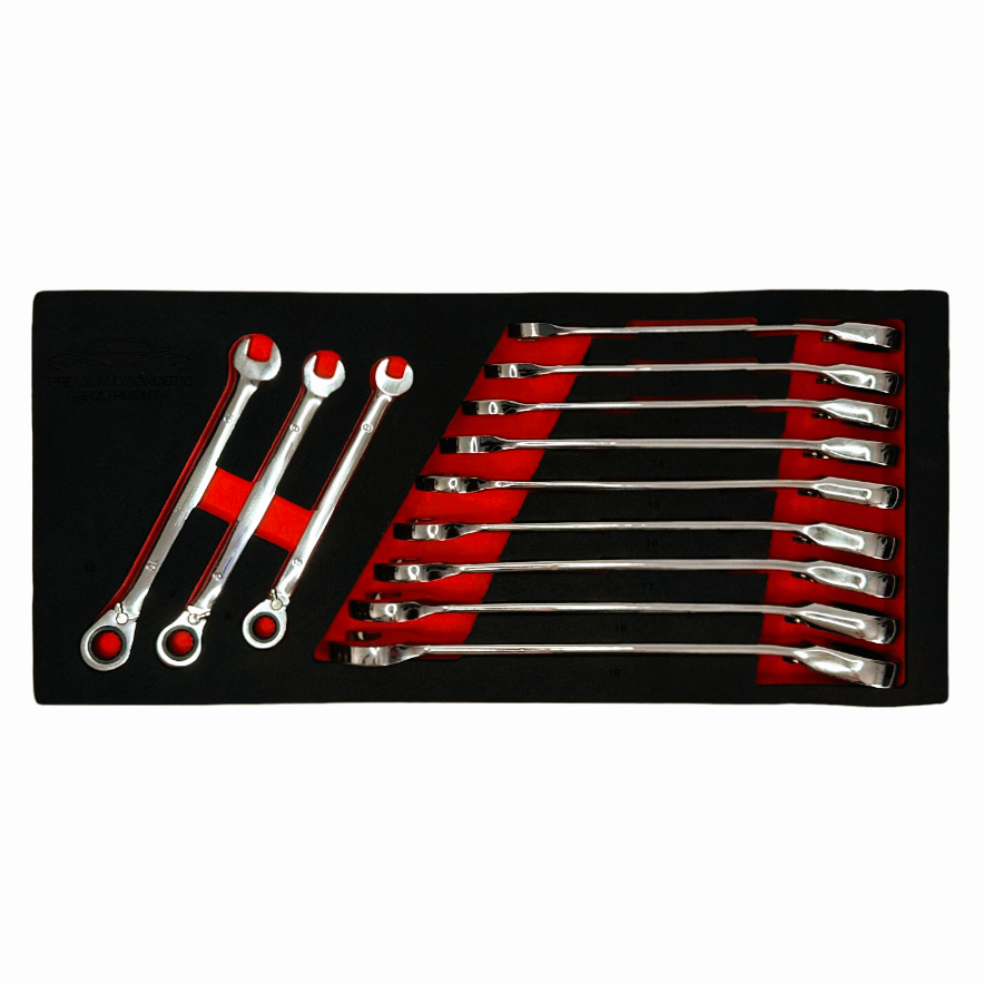 PDE Ratchet Spanner Set in EVA Foam Tray