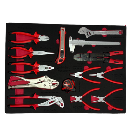 PDE Plier Set with vernier calipers in EVA Foam Tray 14PCE