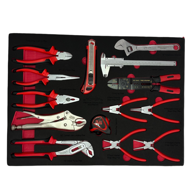 PDE Plier Set with vernier calipers in EVA Foam Tray 14PCE