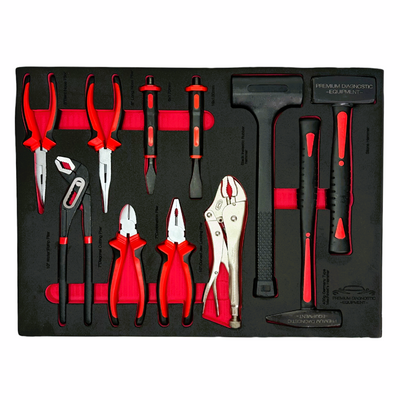 PDE Hammer and Plier Tool Set in EVA Foam Tray 11pce