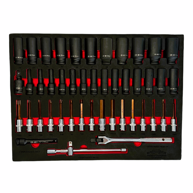 PDE 1/2" Deep Impact Socket Set in EVA Foam Tray 46PCE