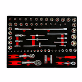 PDE Socket and Ratchet Metric Tool Set in EVA Foam Tray 72PCE