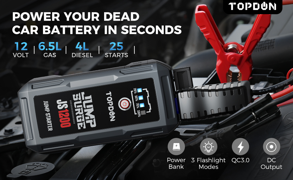 Topdon JS1200 1200A Jump Starter 12V Power Bank - Premium Diagnostic Equipment