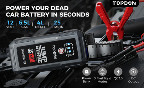 Topdon JS1200 1200A Jump Starter 12V Power Bank - Premium Diagnostic Equipment