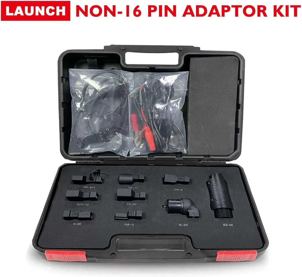 Launch Non-16 Pin Adaptor Kit with tools in a black case
