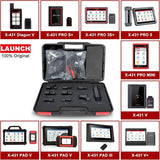 LAUNCH OBD1 Adapter Kit surrounded by collection of Launch diagnostic tools with various models displayed