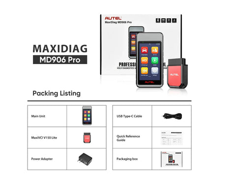 Autel MaxiDiag MD906 Pro packing listing