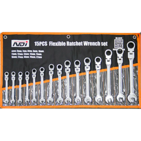 NDI Flexi Head Ratchet Spanner Set 6MM-22MM 15 PCS