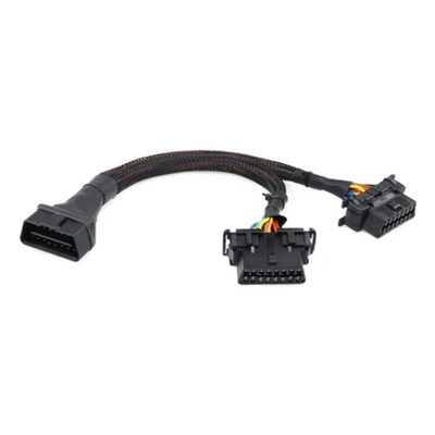 Male to Dual Female Elbow OBD2 Splitter Y Extension Cable 16pins