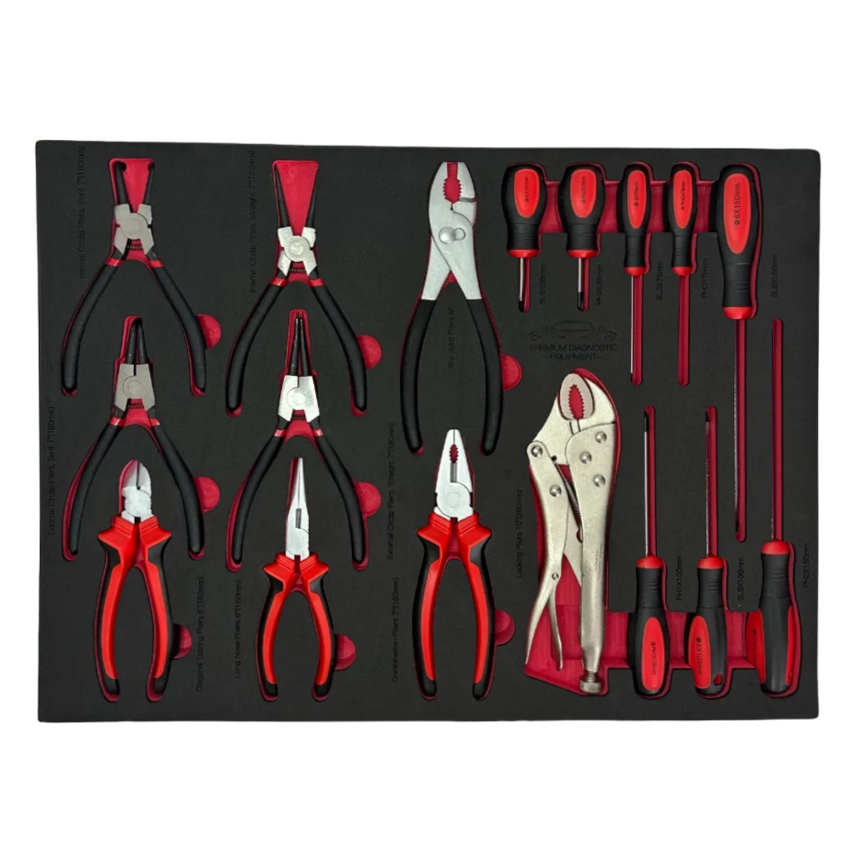 PDE 17PCE Pliers and Screwdrivers Set With EVA Foam Tray