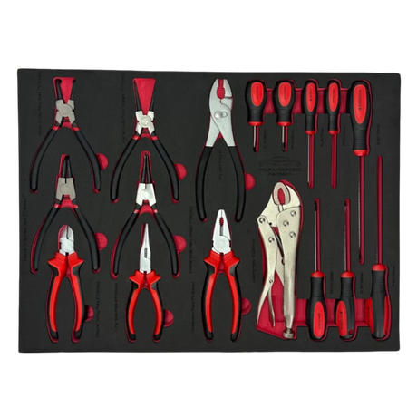 PDE 17PCE Pliers and Screwdrivers Set With EVA Foam Tray