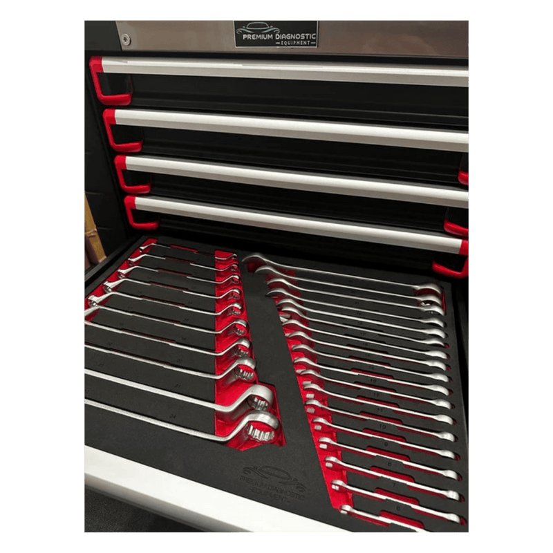 PDE Combination Spanner Set + Double Ring Offset Wrench 28PCE EVA Foam Tray
